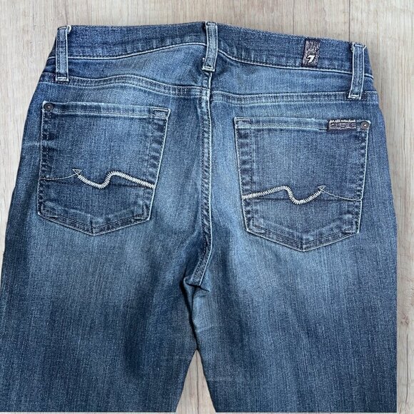 7 FOR ALL MANKIND Gwenevere Ankle Skinny Mid Rise Medium Wash Denim Jeans 28 - Picture 4 of 7